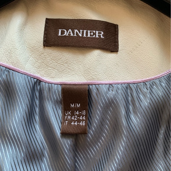 Daniel Leather Cream Jacket, Size Medium - Picture 2 of 5